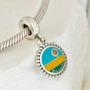 Pandora Rwanda Flag Dangle S925 Silver Charm
